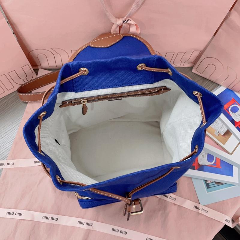 Miu Miu Canvas and leather backpack Blue 5BZ042