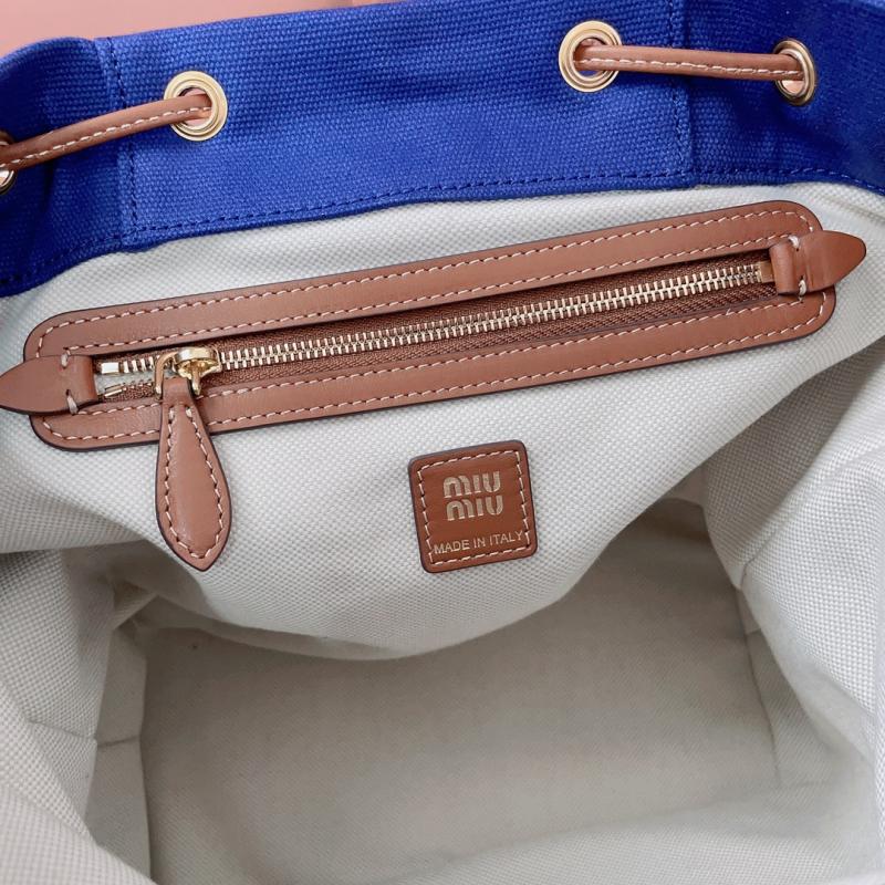 Miu Miu Canvas and leather backpack Blue 5BZ042