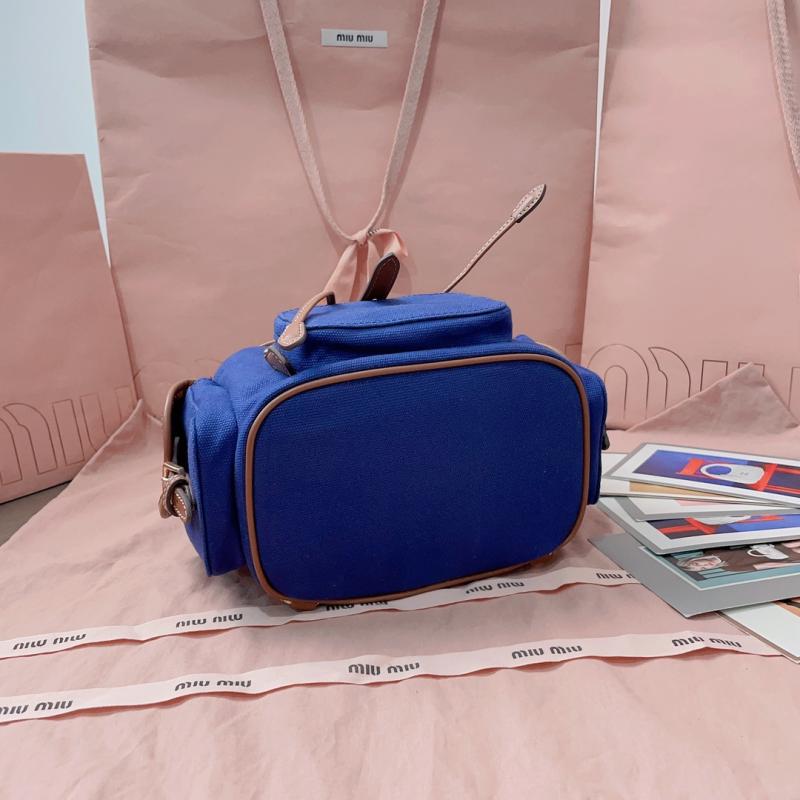 Miu Miu Canvas and leather backpack Blue 5BZ043