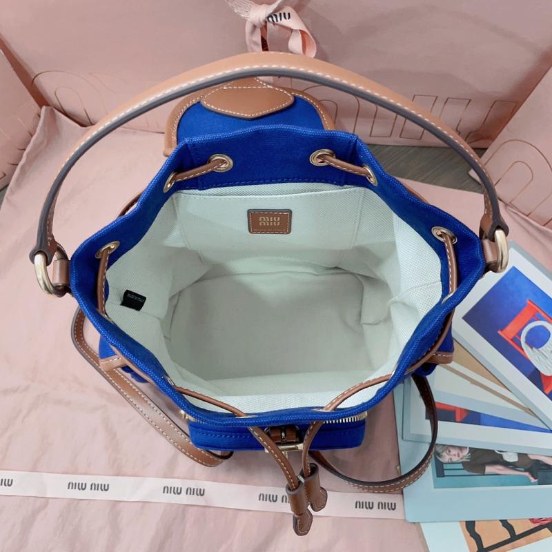 Miu Miu Canvas and leather backpack Blue 5BZ043