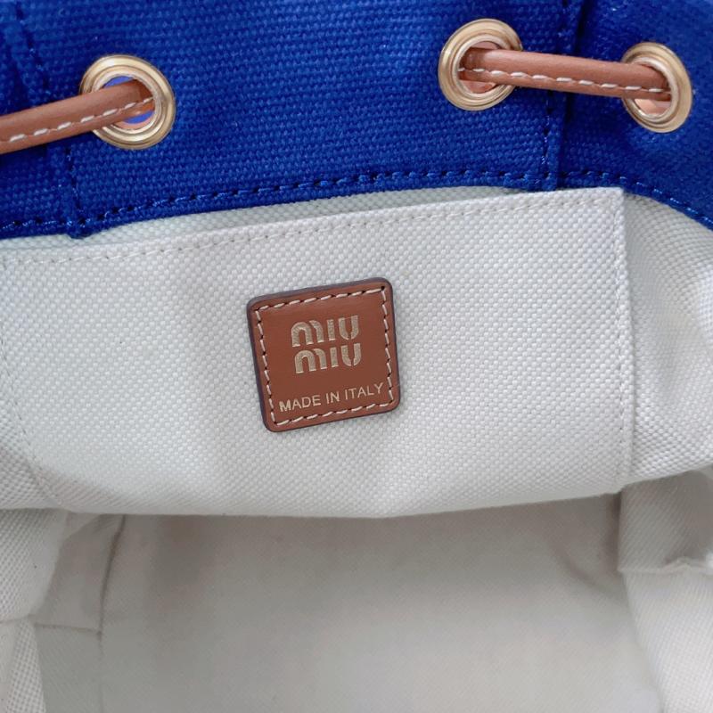 Miu Miu Canvas and leather backpack Blue 5BZ043