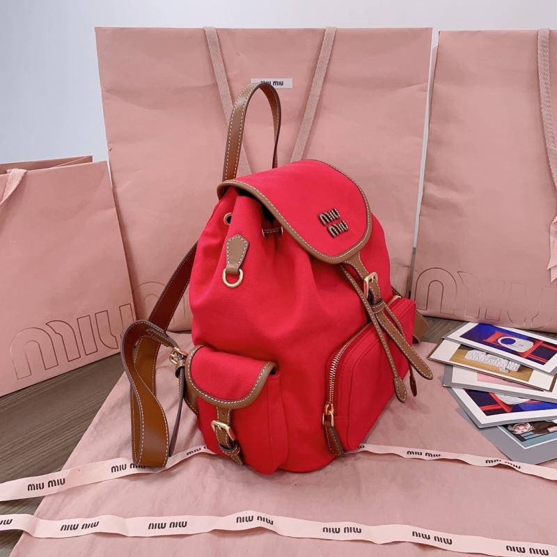 Miu Miu Canvas and leather backpack Red 5BZ042