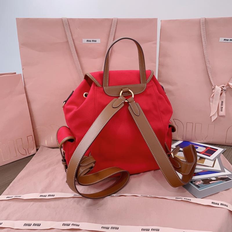 Miu Miu Canvas and leather backpack Red 5BZ042