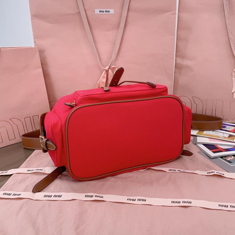 Miu Miu Canvas and leather backpack Red 5BZ042