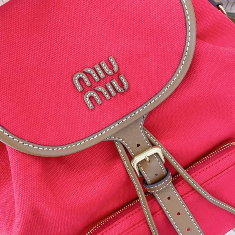 Miu Miu Canvas and leather backpack Red 5BZ042