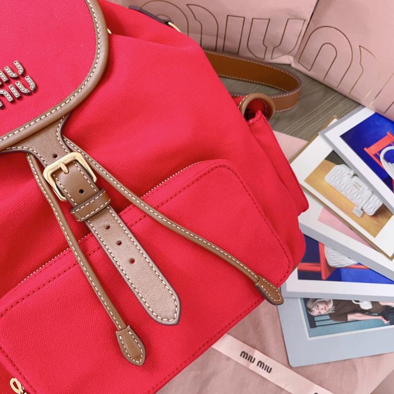 Miu Miu Canvas and leather backpack Red 5BZ042