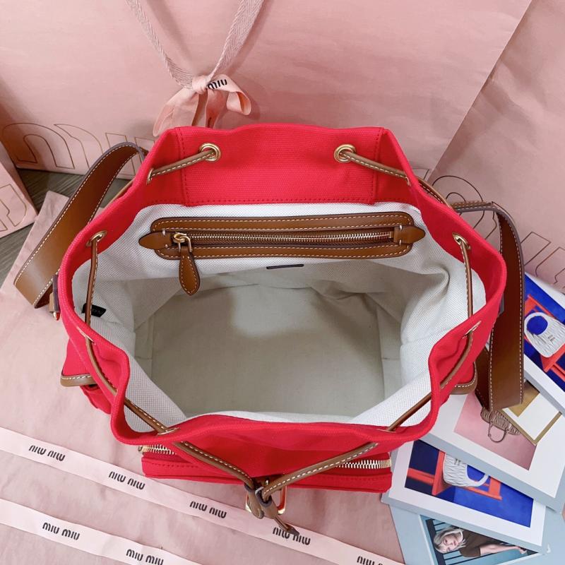 Miu Miu Canvas and leather backpack Red 5BZ042
