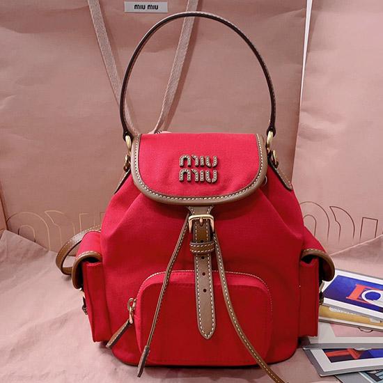 Miu Miu Canvas and leather backpack Red 5BZ043