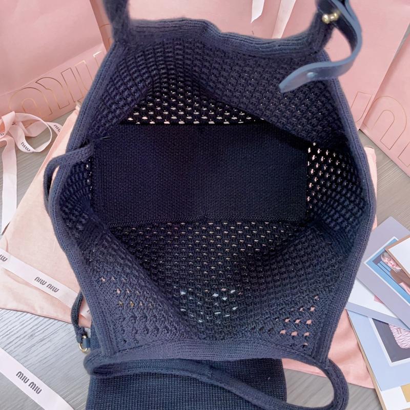 Miu Miu IVY mesh cotton bag Black 5BG281