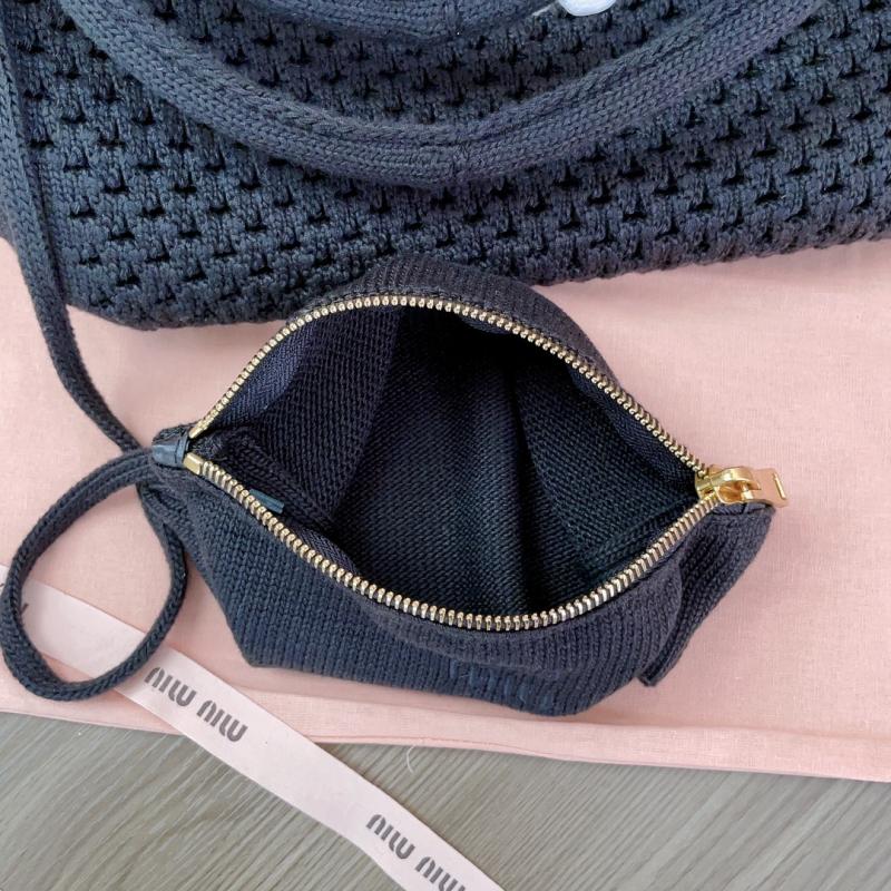 Miu Miu IVY mesh cotton bag Black 5BG281