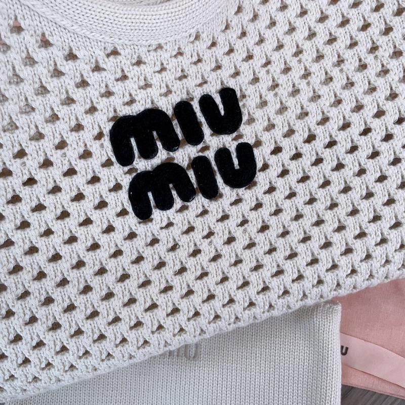 Miu Miu IVY mesh cotton bag White 5BG281
