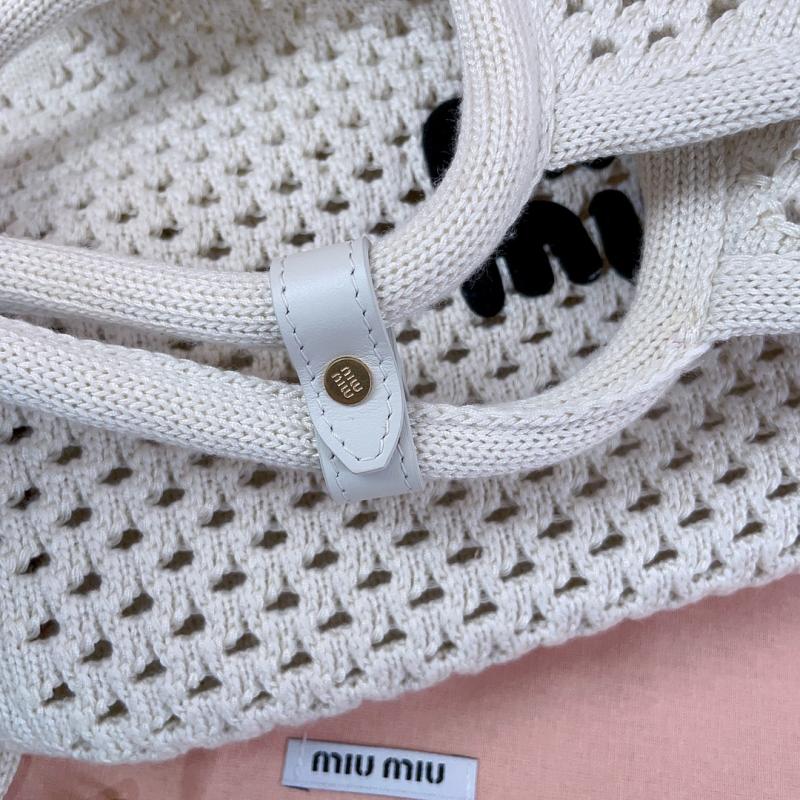 Miu Miu IVY mesh cotton bag White 5BG281