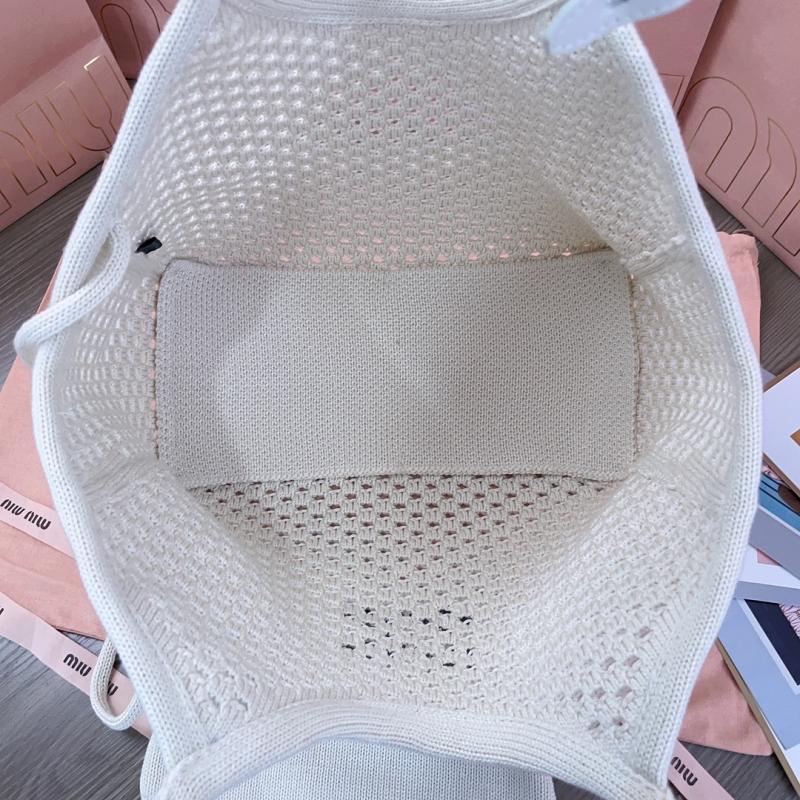 Miu Miu IVY mesh cotton bag White 5BG281