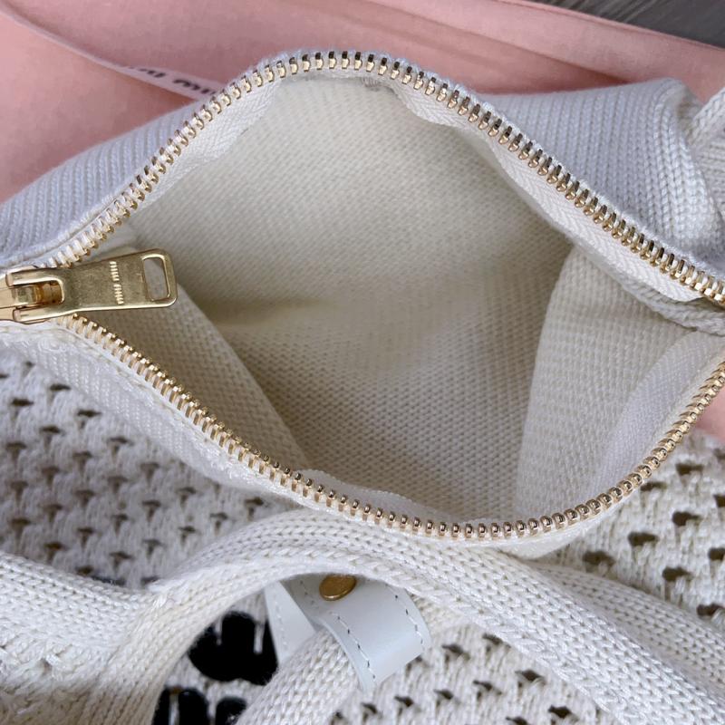 Miu Miu IVY mesh cotton bag White 5BG281