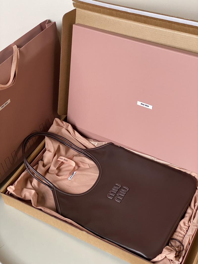 Miu Miu Ivy Leather Tote Bag Briarwood 5BG231