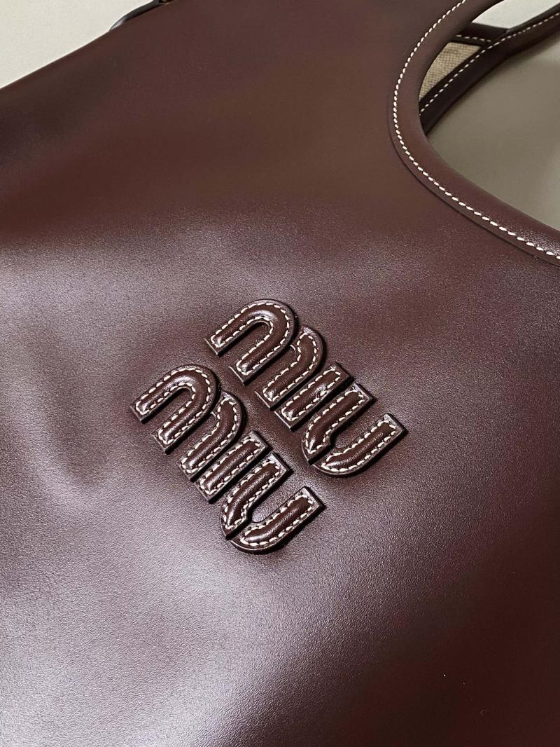 Miu Miu Ivy Leather Tote Bag Briarwood 5BG231