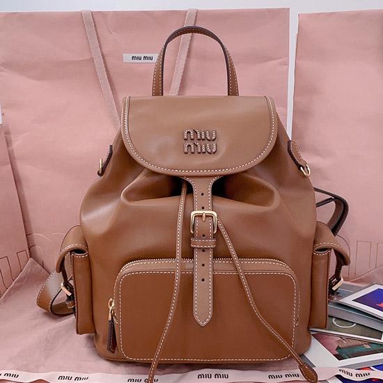 Miu Miu Leather backpack Cognac 5BZ042