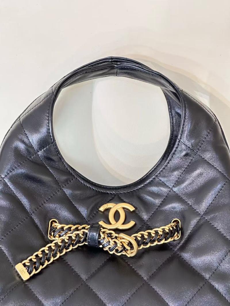 Small Chanel Lambskin Hobo Bag Black AS2504