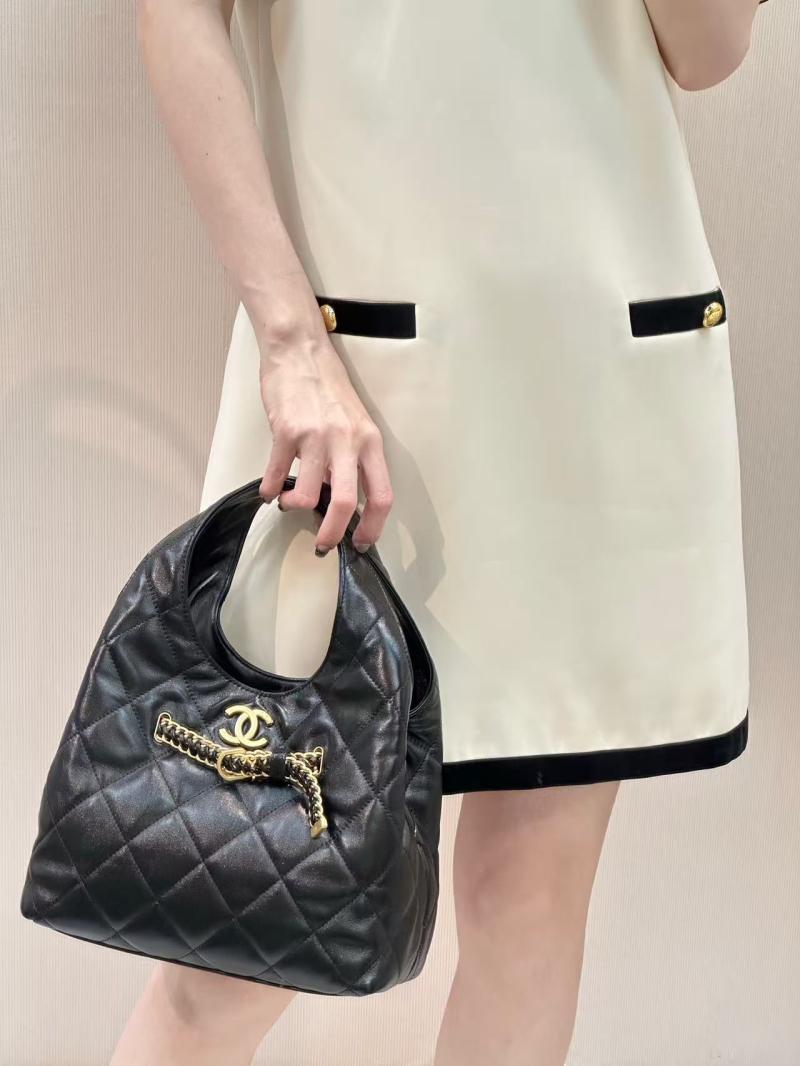 Small Chanel Lambskin Hobo Bag Black AS2504