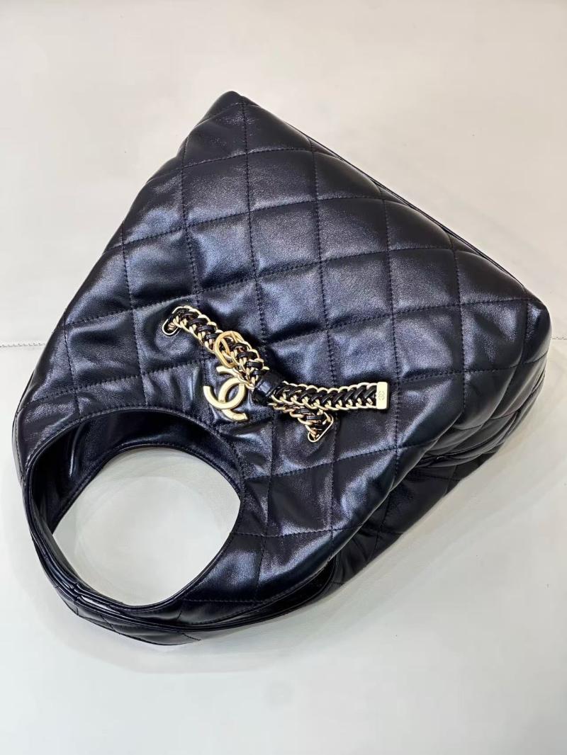 Small Chanel Lambskin Hobo Bag Black AS2504