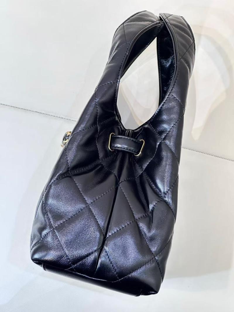 Small Chanel Lambskin Hobo Bag Black AS2504
