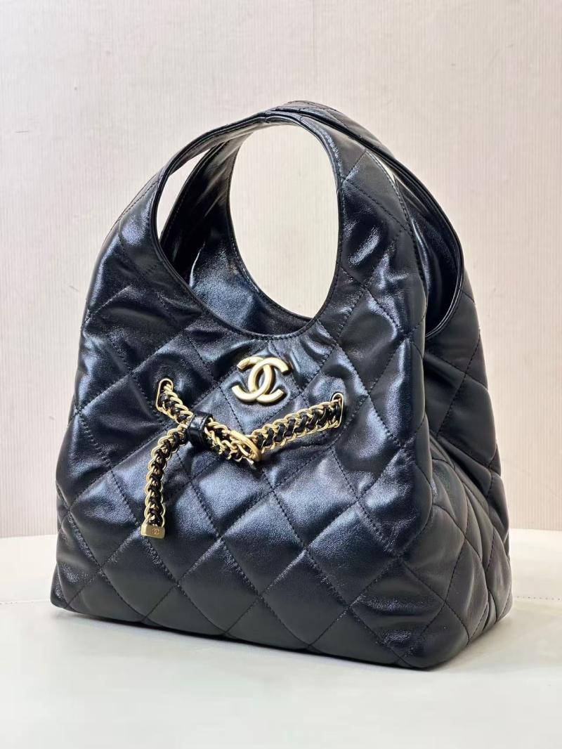 Small Chanel Lambskin Hobo Bag Black AS2504