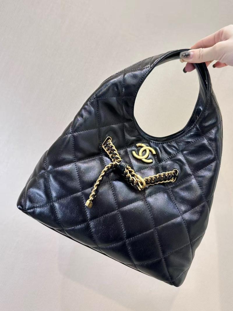 Small Chanel Lambskin Hobo Bag Black AS2504