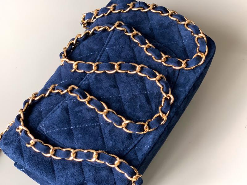 Small Chanel Suede Flap Bag A01116 Blue