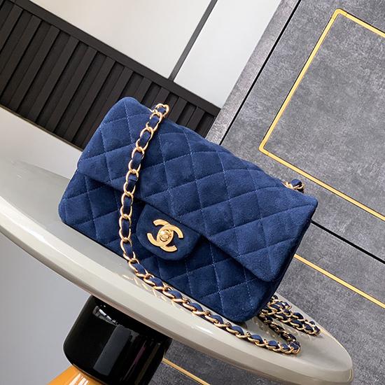 Small Chanel Suede Flap Bag A01116 Blue
