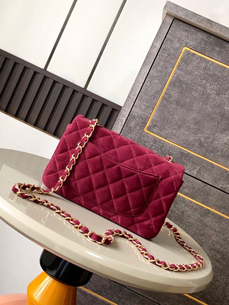 Small Chanel Suede Flap Bag A01116 Red