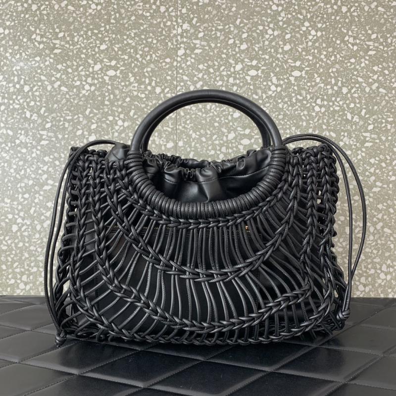 Valentino AllKnots Woven Leather Tote Black V0997