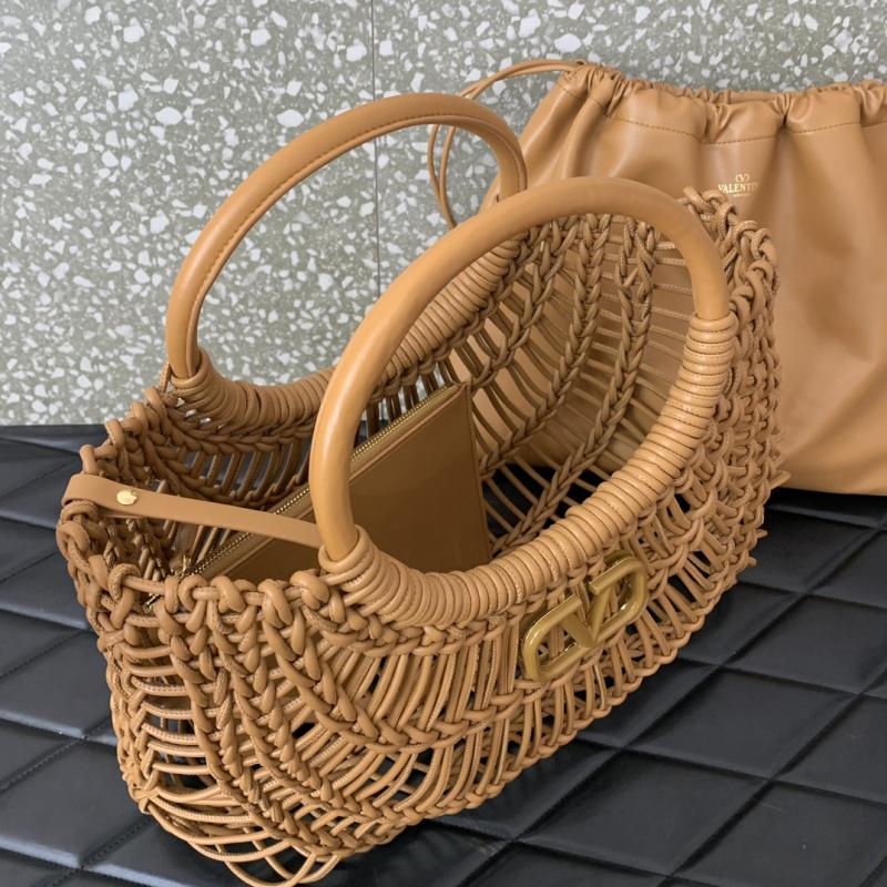 Valentino AllKnots Woven Leather Tote Brown V0997