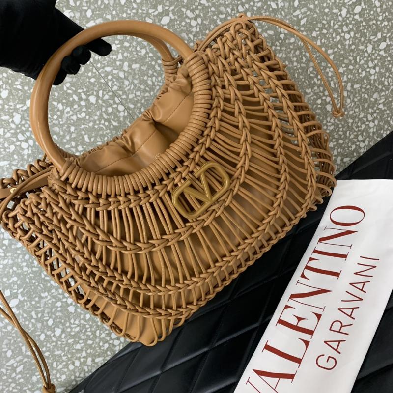 Valentino AllKnots Woven Leather Tote Brown V0997