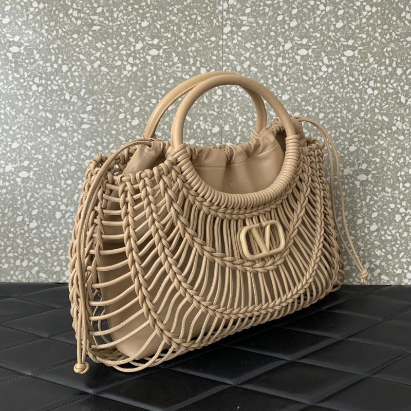 Valentino AllKnots Woven Leather Tote Grey V0997