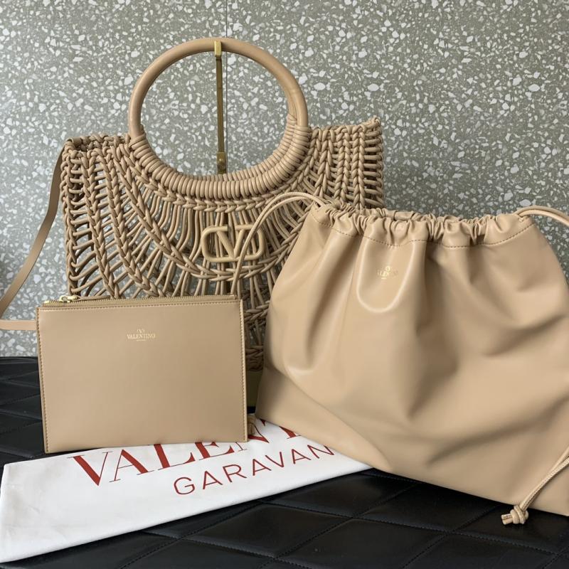 Valentino AllKnots Woven Leather Tote Grey V0997