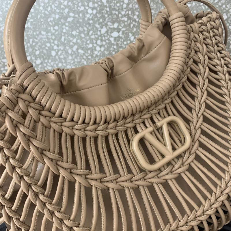 Valentino AllKnots Woven Leather Tote Grey V0997