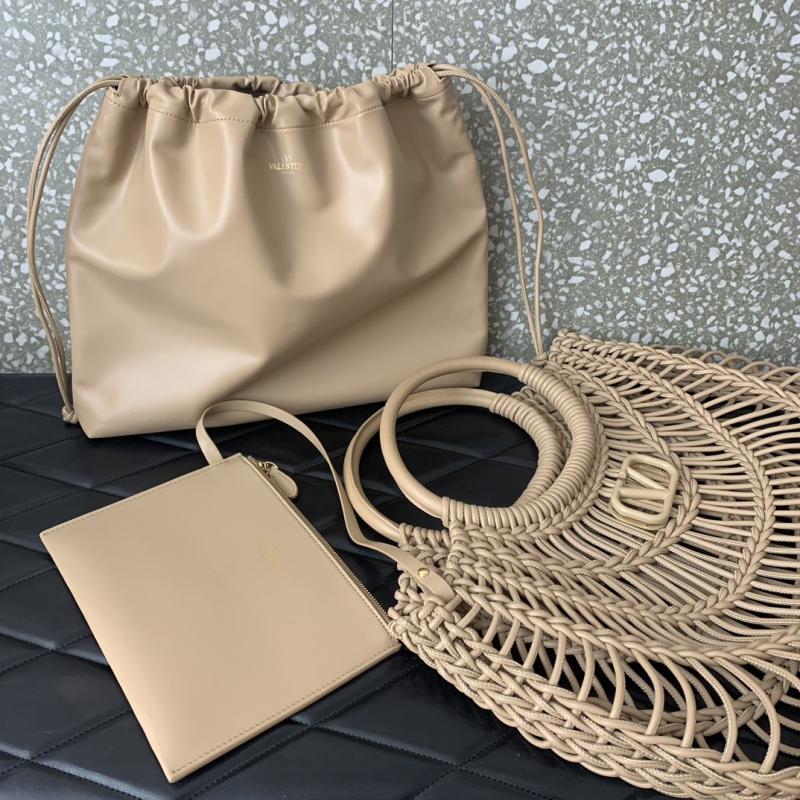 Valentino AllKnots Woven Leather Tote Grey V0997