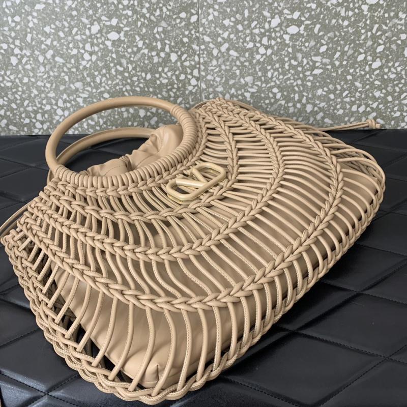 Valentino AllKnots Woven Leather Tote Grey V0997