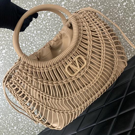 Valentino AllKnots Woven Leather Tote Grey V0997