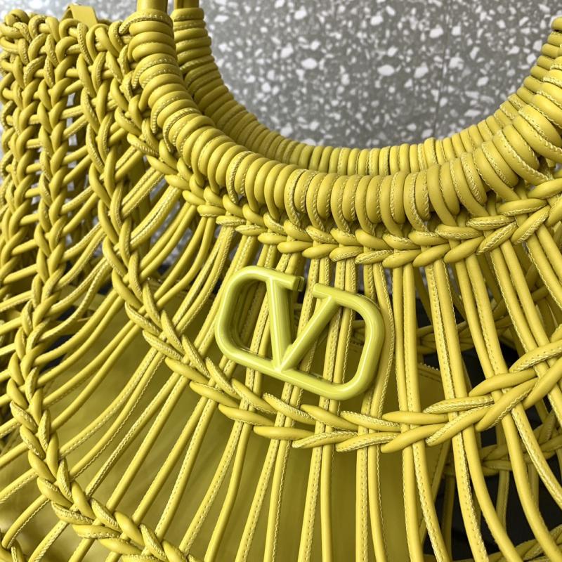 Valentino AllKnots Woven Leather Tote Yellow V0997