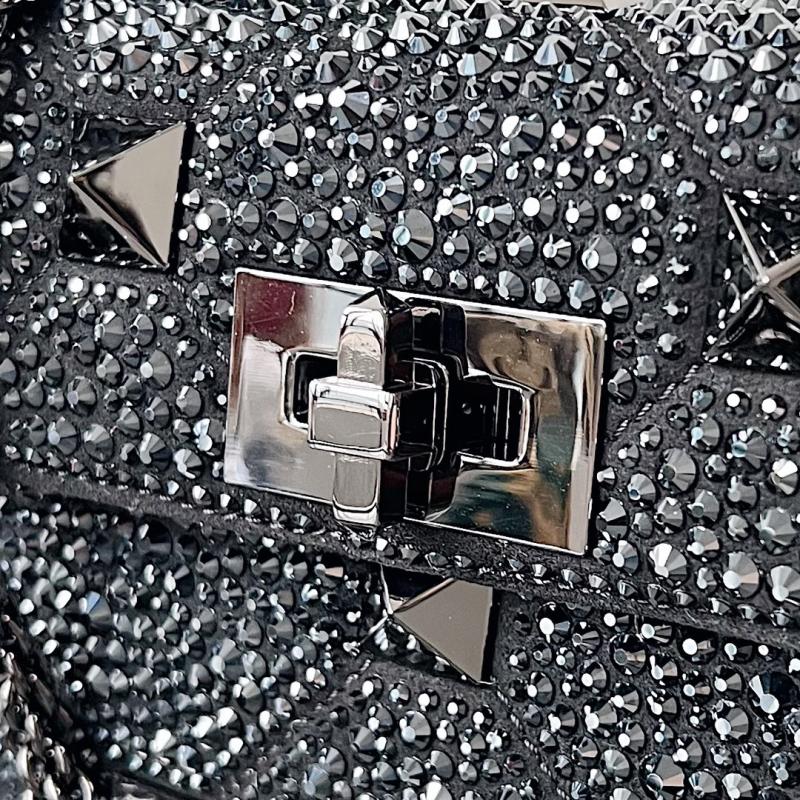 Valentino Mini Rhinestones Roman Stud Bag Black V0135S
