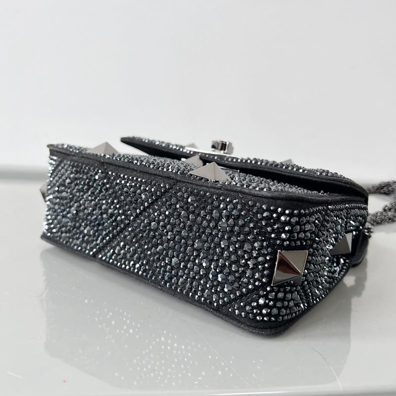 Valentino Mini Rhinestones Roman Stud Bag Black V0135S