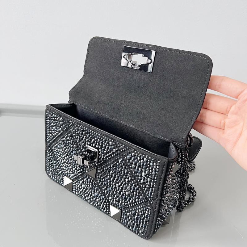 Valentino Mini Rhinestones Roman Stud Bag Black V0135S