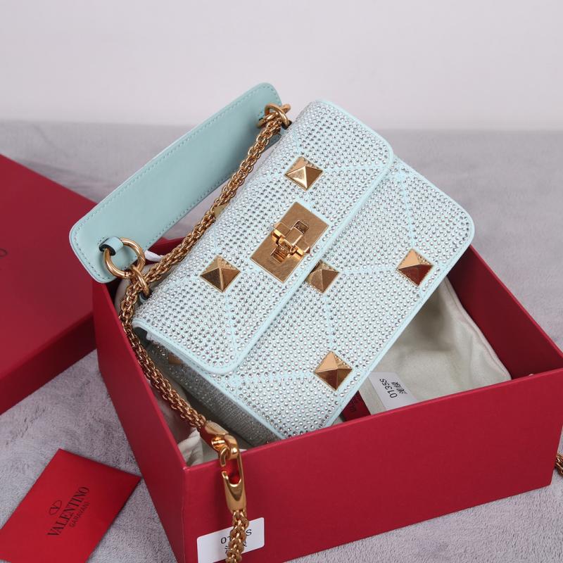 Valentino Mini Rhinestones Roman Stud Bag Blue V0135