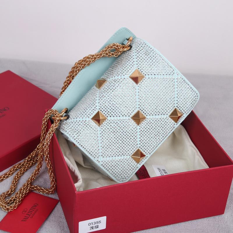 Valentino Mini Rhinestones Roman Stud Bag Blue V0135