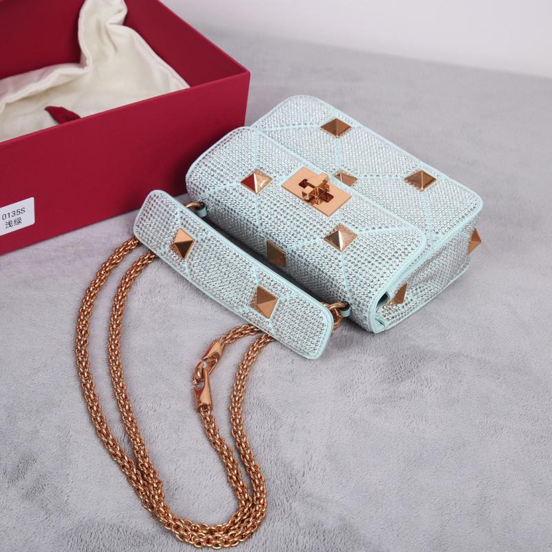 Valentino Mini Rhinestones Roman Stud Bag Blue V0135