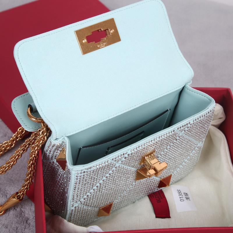 Valentino Mini Rhinestones Roman Stud Bag Blue V0135