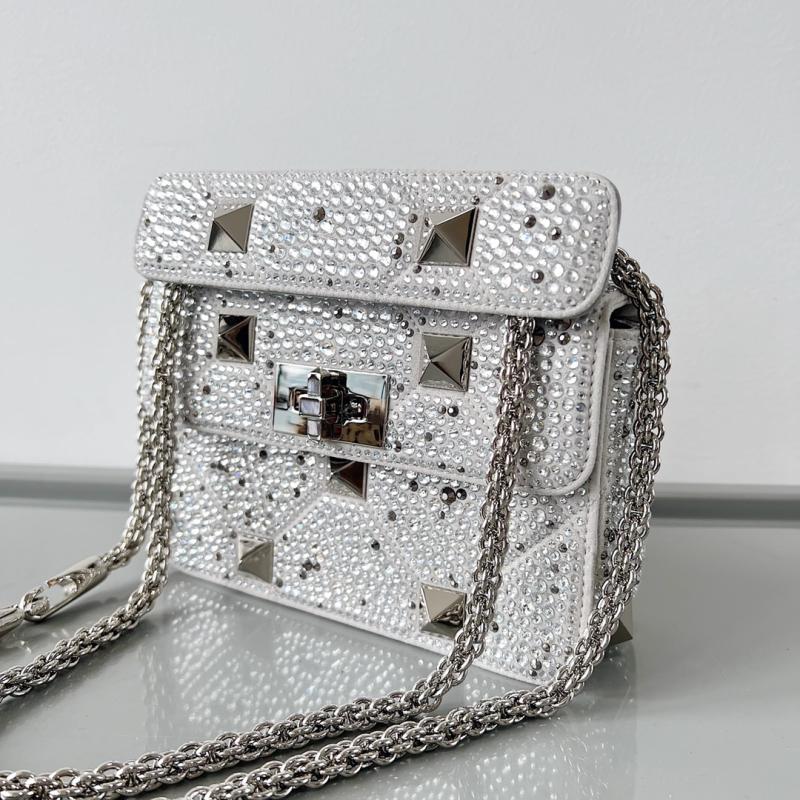 Valentino Mini Rhinestones Roman Stud Bag Grey V0135S