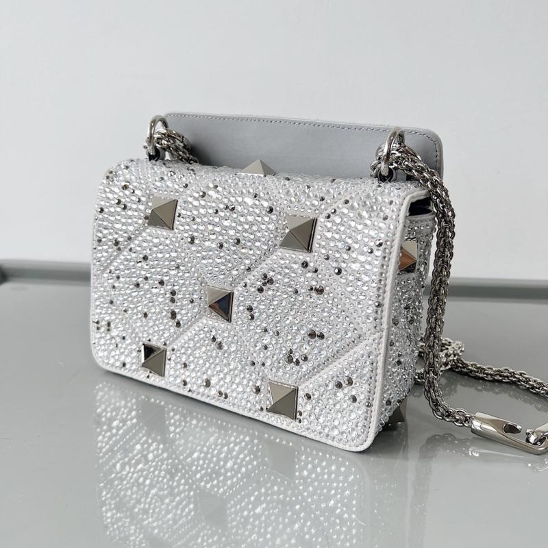 Valentino Mini Rhinestones Roman Stud Bag Grey V0135S