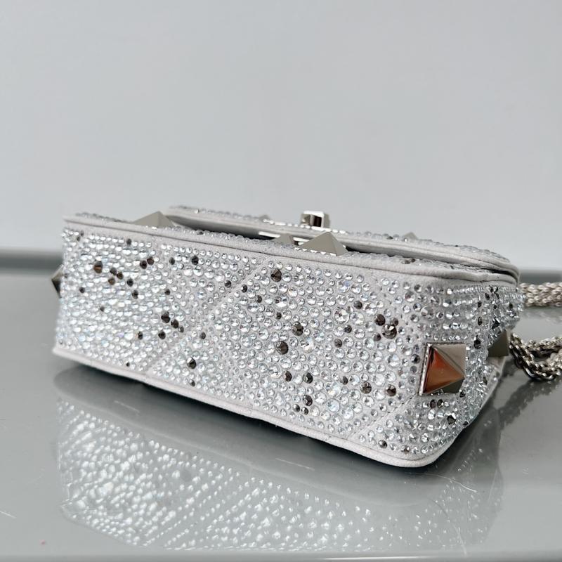 Valentino Mini Rhinestones Roman Stud Bag Grey V0135S